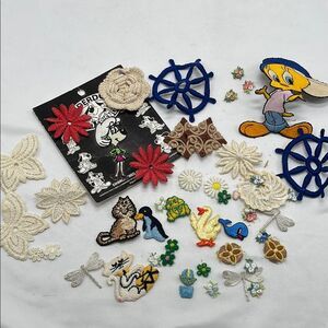 Collection of 47 Cute Vintage Patches; Cats, Cartoons, Flowers & Animals